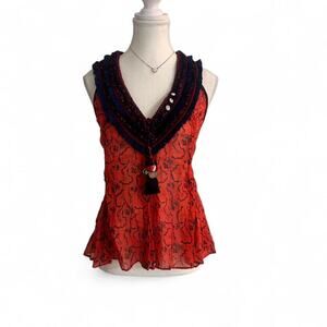 18 CONTEMPORARY SEPA POUPETTE ST BARTH Indie Boho Silk + Cotton Top New With Tag